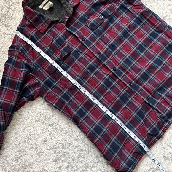 LL Bean Men’s Plaid Shacket Shirt Jacket Fleece Lined Outdoor Purple Blue Large - Picture 8 of 8